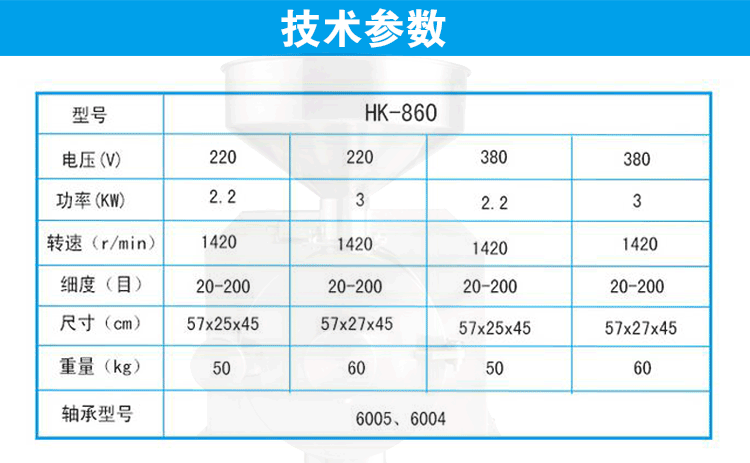 860五谷杂粮磨粉机技术参数